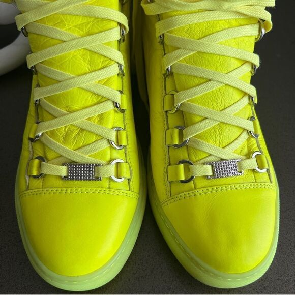 BALENCIAGA Iconic Arena Leather Woman High Top Sneaker Neon Color Size 38. - Picture 8 of 8